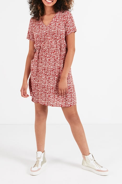 CANDY RED MINI-LETTER PRINT DRESS 3