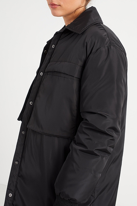 BLACK LONG PADDED JACKET WITH XL POCKETS 5