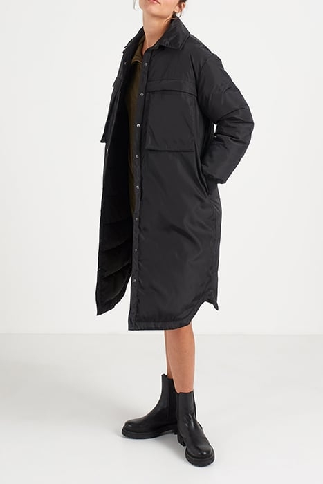 BLACK LONG PADDED JACKET WITH XL POCKETS 4