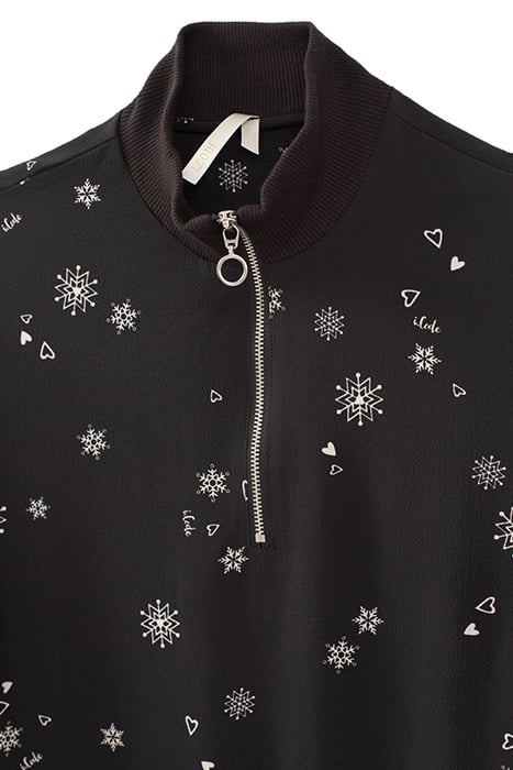 BLACK SNOWFLAKE PRINT BLOUSE 2