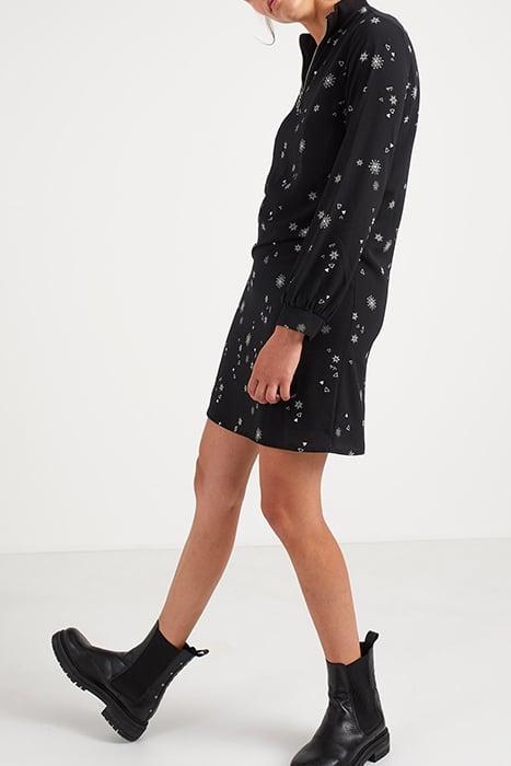 BLACK SNOWFLAKE PRINT DRESS 3