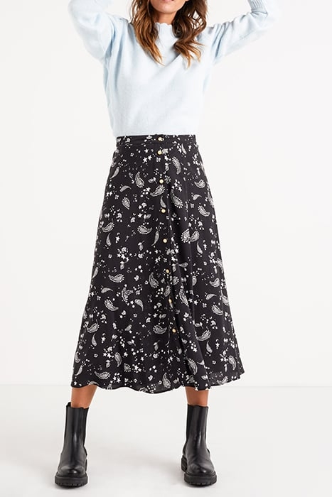 BLACK PAISLEY PRINT LONG SKIRT 2