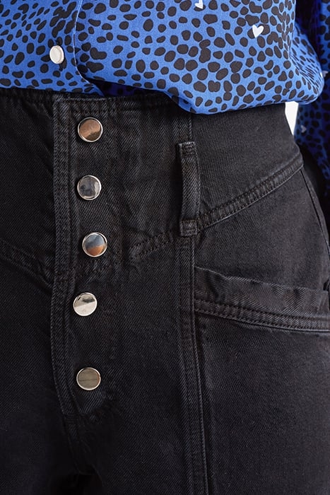 BLACK SLOUCHY JEANS WITH VISIBLE PRESS STUDS 6