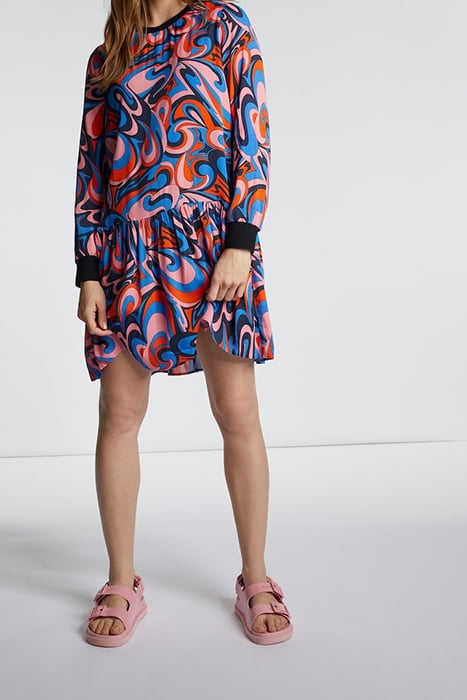 PRINTED DRESS WITH KNIT DETAILS ECOVERO MIDNIGHT BLUE 2