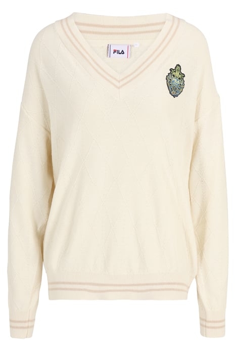 TELLING KNITTED V-NECK SWEATER ANTIQUE WHITE 1