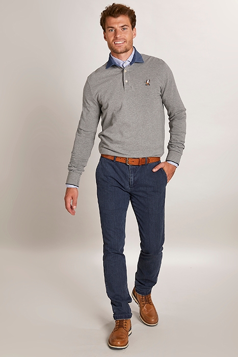 LUX DENIM CLR CF LS PIQ GREY 4