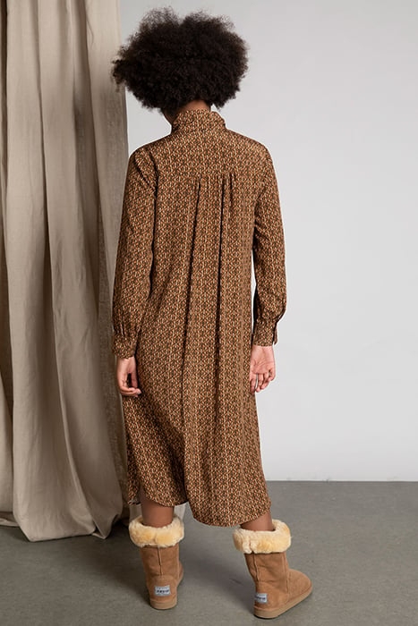 BOW COLLAR DRESS BROWN 3