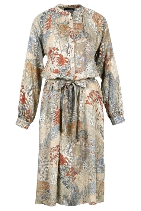 DRESS FROWNCED NECKLINE LS BLUE 1