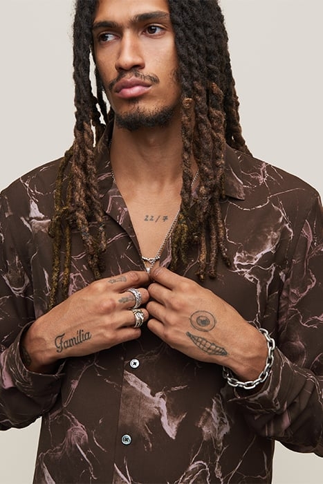 STRAIGHT BOTTOM HEM SHIRT WITH REGULAR COLLAR DARK PLUM 5