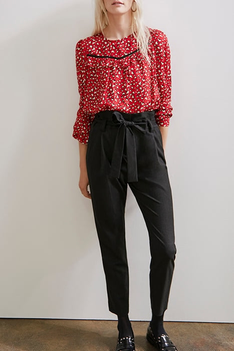 STRAIGHT PANTS BLACK HIGH WAIST REMOVABLE BELT WOMAN 4