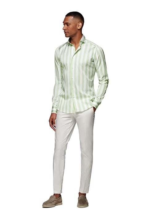GREEN STRIPED EXTRA SLIM FIT SHIRT 4