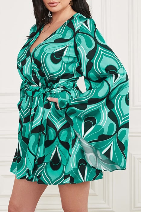 EMAYA ROMPER EMERALD CITY MINI DRESS PRINT 3