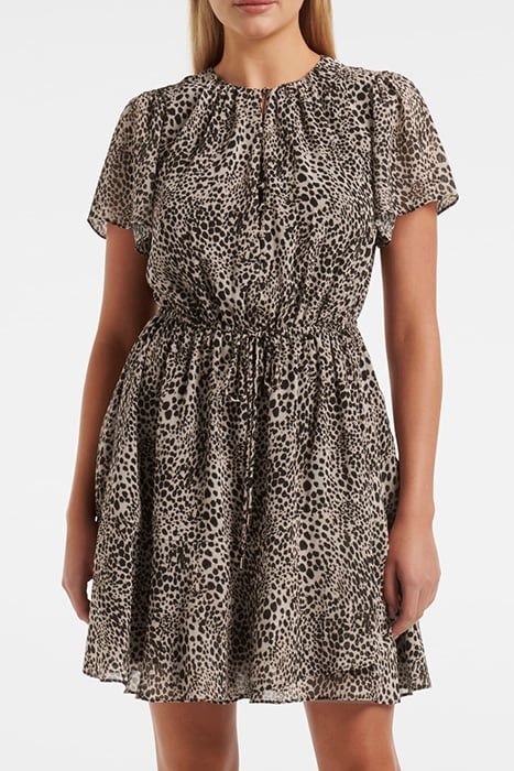 NAHLA FLUTTER SLEEVE MINI SEPIA LEOPARD 1