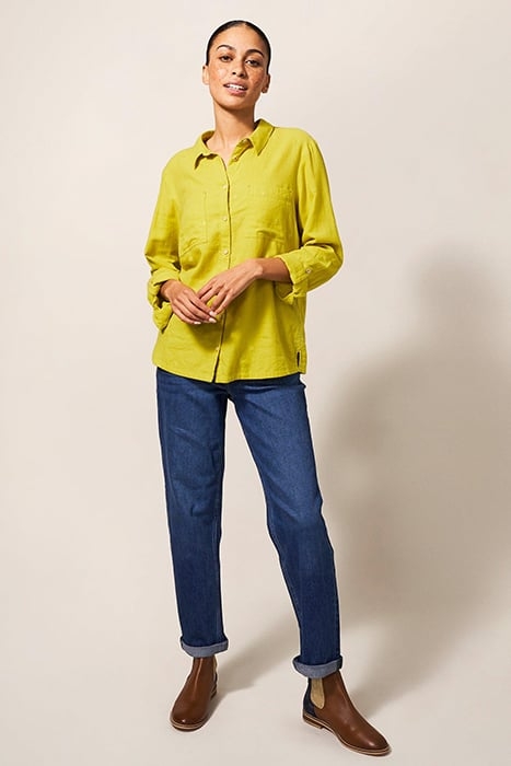 EMILIA ORGANIC COTTON SHIRT MID CHARTREUSE 1