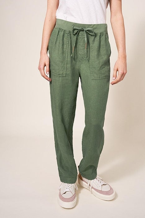 EFFIE LINEN TROUSER KHAKI GREEN 1