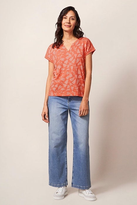 NELLY NOTCH NECK TEE PINK PRINT 1