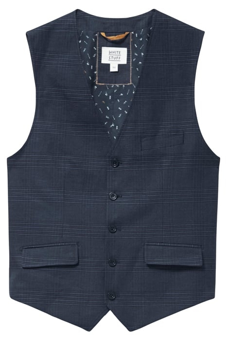 HARRISON CHECK WAISTCOAT DEEP BLUE 4