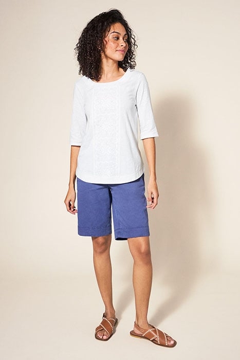 WEAVER EMBROIDERY JERSEY TEE BRILLIANT WHITE 1