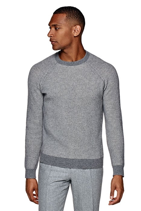 GREY RIBBED CREWNECK GREY 1