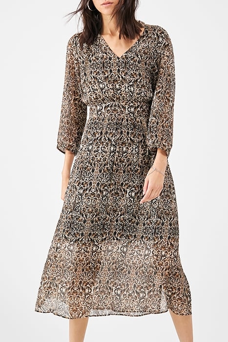 ARABESQUE PRINT LONG DRESS WITH VICTORIAN COLLAR 1