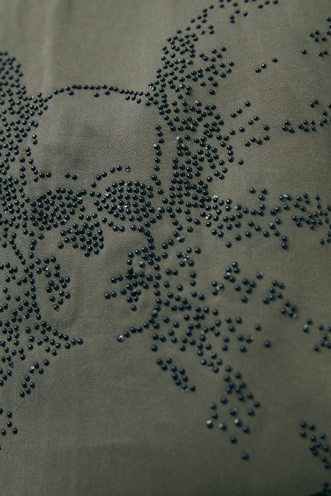 KHAKI TENCEL SHIRT DRESS WITH STUDDED BACK 6