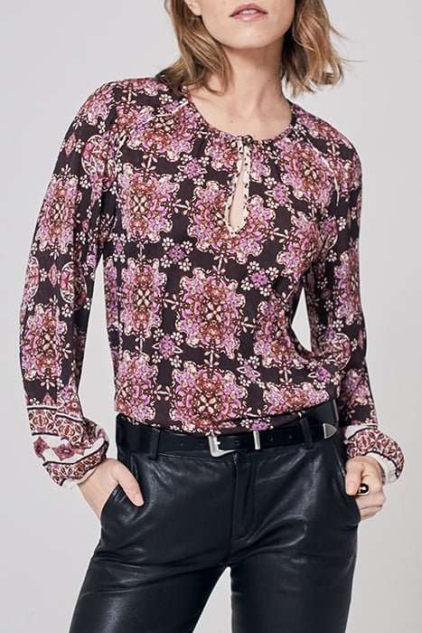 PURPLE BOHO PRINT VOILE BLOUSE 1