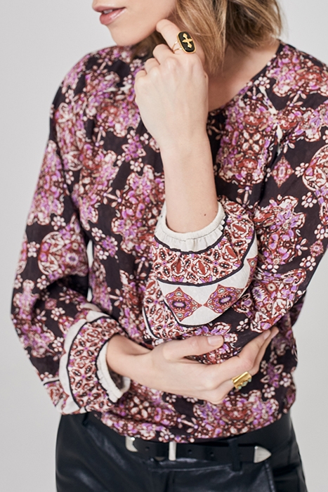 PURPLE BOHO PRINT VOILE BLOUSE 4