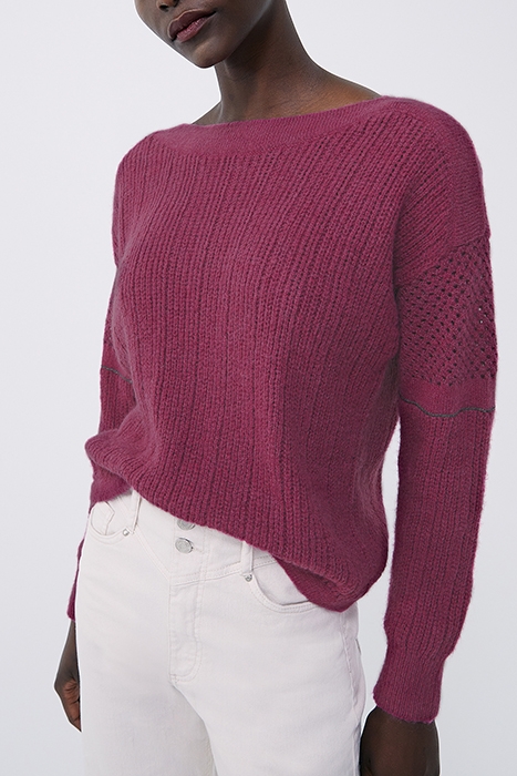 PURPLE KNIT SWEATER WITH STITCH DETAIL AND CHAINS 1