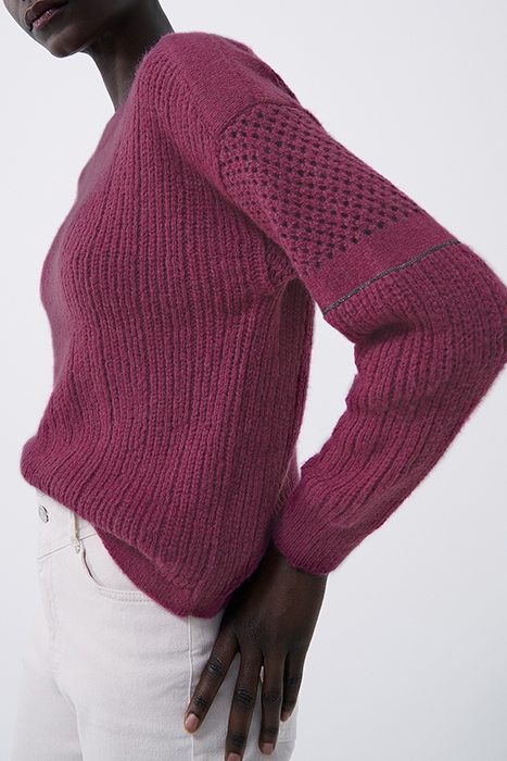 PURPLE KNIT SWEATER WITH STITCH DETAIL AND CHAINS 4
