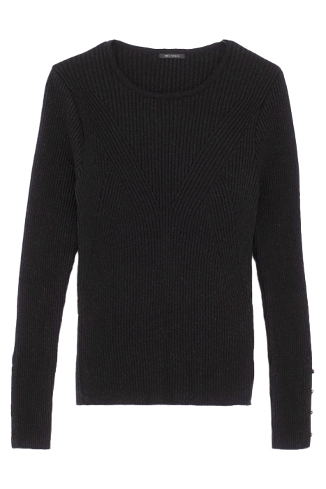 BLACK FINE KNIT SWEATER WITH BUTTONED CUFFS 4
