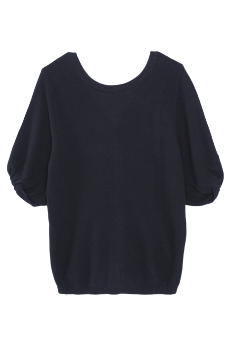 NAVY KNIT FRONT/BACK SWEATER, BUTTONED BACK 3