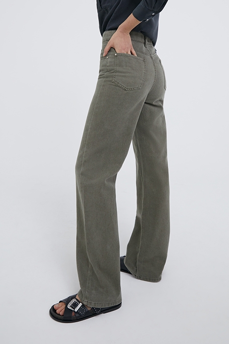 KHAKI HIGH-WAIST WIDE-LEG JEANS 4
