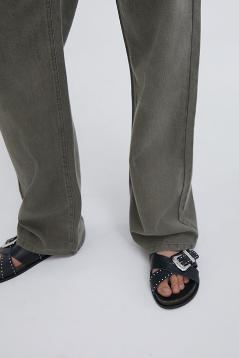 KHAKI HIGH-WAIST WIDE-LEG JEANS 5