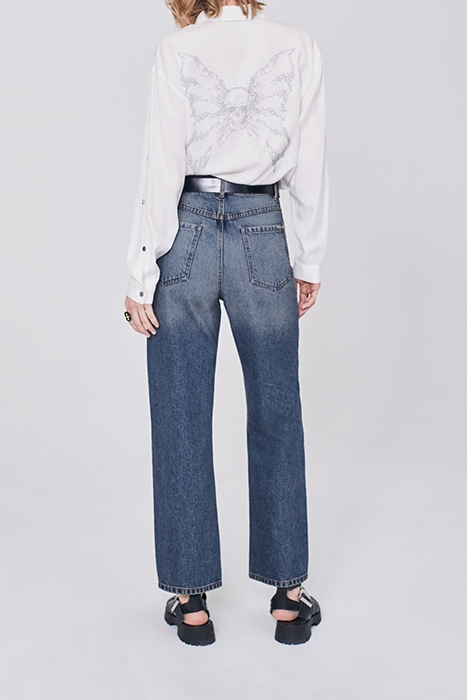 BLUE HIGH-WAIST CROPPED MOM JEANS 2
