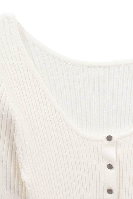 OFF-WHITE RIBBED KNIT BALLERINA NECK CARDIGAN 6