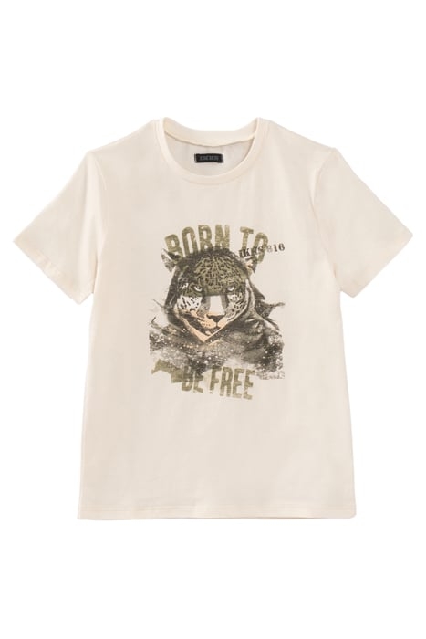 BOYS’ ECRU LEOPARD HEAD ORGANIC COTTON T-SHIRT 1