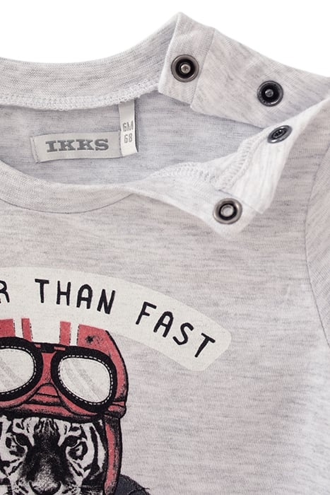 BABY BOYS’ GREY BIKER-TIGER IMAGE ORGANIC T-SHIRT 4