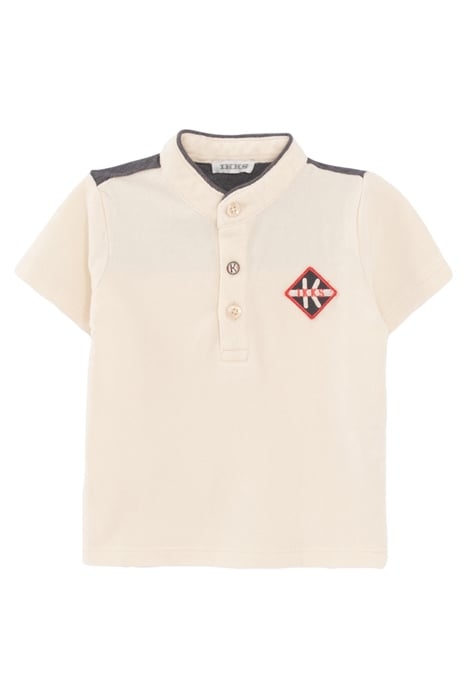 BABY BOYS’ BEIGE ORGANIC COTTON POLO SHIRT, XL BACK PATCH 1