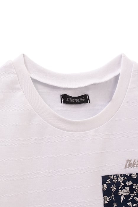 BOYS’ WHITE T-SHIRT WITH FLOWERY LIBERTY FABRIC POCKET 3