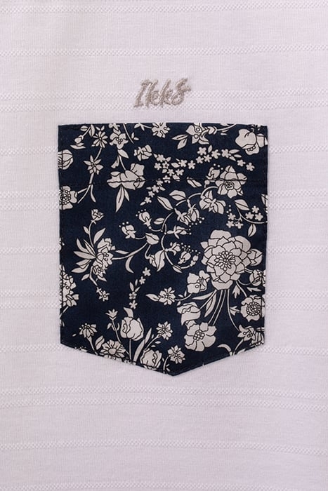 BOYS’ WHITE T-SHIRT WITH FLOWERY LIBERTY FABRIC POCKET 4