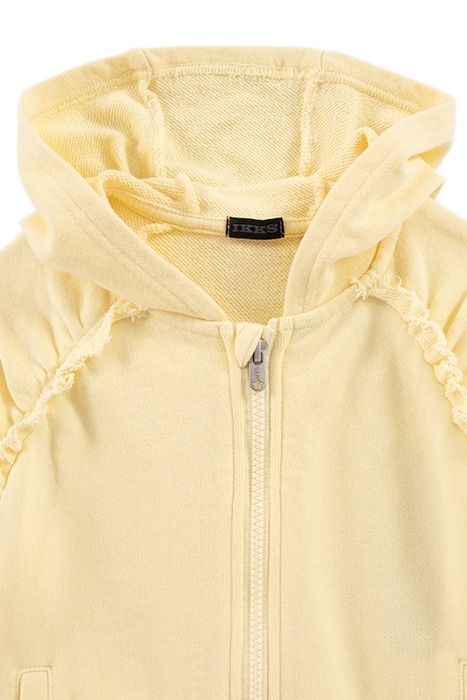 GIRLS’ YELLOW HOODED CARDIGAN WITH PRINT ON BACK 3