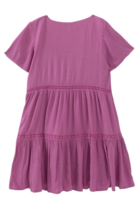 GIRLS’ VIOLET WAFFLE DRESS WITH LACE BRAID 2