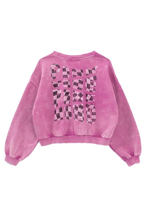 GIRLS’ VIOLET CHECKERBOARD SLOGAN SWEATSHIRT 4