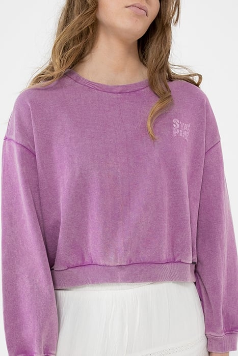 GIRLS’ VIOLET CHECKERBOARD SLOGAN SWEATSHIRT 1