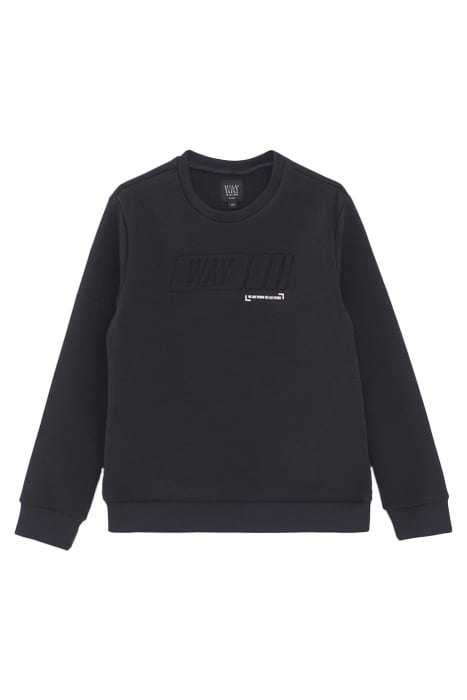 NAVY SWEATSHIRT WITH EMBOSSED SLOGAN 1
