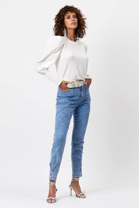 D6CINQUE LEATHER RIVET BELT CHALK 2