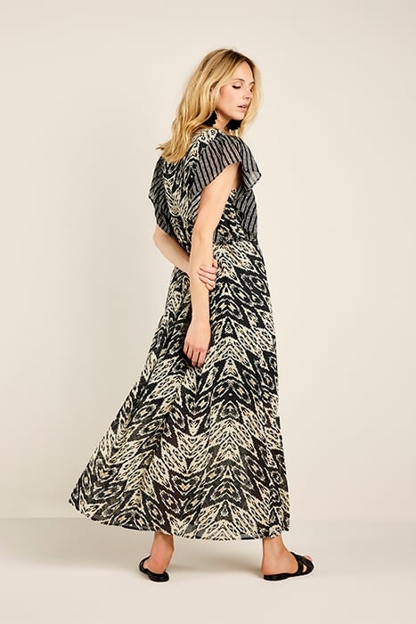 DRESS TWO COLOR IKAT PRINT BLACK 2