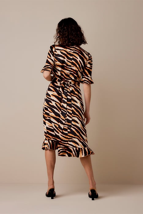 WRAP DRESS PRINTED POLYESTER WARM APRICOT 2