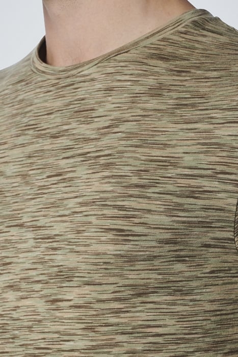 T-SHIRT CREWNECK MULTI COLOURED YARN DYED MELANGE SMOKE GREE 6