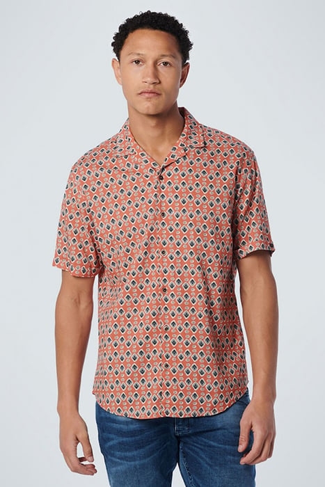 SHIRT SHORT SLEEVE RESORT COLLAR ALLOVER PRINTED PAPAYA 1